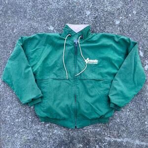 Vintage 1988 Hilton Green Cropped Bomber Jacket Size L Made in the USA Mesh Line